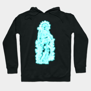 Blue Neon Art Virgin Mary Hoodie